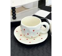 VIXDA 1 PC 300 ML 10 oz Jolie Tasse à café en céramique avec Soucoupe Peinte à la Main Ensemble de Tasses à café pressées Ensemble de Tasses à thé décor