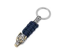 VIXDA 1 pièce Porte-clés de Survie tête de Loup Punk pour Homme, en Acier Inoxydable, cordelette paracorde, Bijou Fait Main
