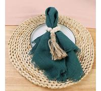 VIXDA 10 pièces 42x42cm Serviettes de Mariage en Gaze de Coton, Table à dîner décor Rustique torchons en Mousseline, décoration de Table en étamine en Coton rétro, Dark Green