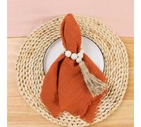 VIXDA 10 pièces 42x42cm Serviettes de Mariage en Gaze de Coton, Table à dîner décor Rustique torchons en Mousseline, décoration de Table en étamine en Coton rétro Orange