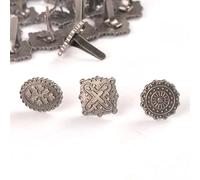 VIXDA 10 pièces Argent Rond carré Vintage Brads pour Bricolage Scrapbooking Accessoires Artisanat à la Main Attache en métal Brad décor à la Maison
