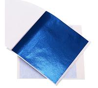 VIXDA 100 pièces Feuilles d'or colorées Imitation Feuille d'or Papier doré 8X8.5 cm décoration de noël Meubles Peinture Murale Art Artisanat, Blue