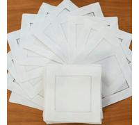 VIXDA 12 pièces Serviettes Blanches ourlées, Serviettes de Cocktail pour fête, Mariage, nappes en Lin, Serviettes en Coton pour dîner