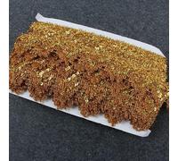 VIXDA 14 Yards Or Argent Polyester Dentelle Ruban Garnitures pour scène Performance fête Bricolage Couture vêtement matériaux Faits à la Main 4 cm de Large