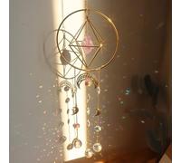 VIXDA 1Pc Cristal Carillon éolien Lune Attrape-Soleil carillons éoliens Cristal Suspendu Prisme Arc-en-Ciel Fabricant Attrape-lumière du Soleil Pendentif Maison Jardin décor