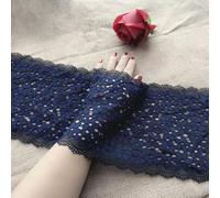 VIXDA 2 mètre/lot 18 cm Exquis Bleu Marine foncé Stretch épaissir élastique Garnitures en Dentelle à la Main Applique Fleur brodée