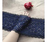 VIXDA 2 mètre/lot 18 cm Exquis Bleu Marine foncé Stretch épaissir élastique Garnitures en Dentelle à la Main Applique Fleur brodée