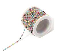 VIXDA 2 mètres Collier en Or chaîne en Acier Inoxydable coloré émail Perles chaînes en Vrac pour la Fabrication de Bijoux résultats de chaîne Composants Bricolage