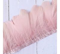 VIXDA 2 Yards Plumes d'oie Naturelles Frange Coupe Cuir Rose Blanc Plumes Ruban pour décoration de Mariage Bricolage Artisanat