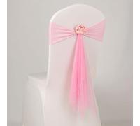 VIXDA 20 pièces Ceinture en Spandex avec Boule de Rose Fleur Artificielle et Ceinture de Chaise en Organza Mariage Lycra Noeud Papillon Bande