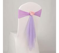 VIXDA 20 pièces Ceinture en Spandex avec Boule de Rose Fleur Artificielle et Ceinture de Chaise en Organza Mariage Lycra Noeud Papillon Bande