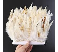 VIXDA 3 mètres de Plumes de Poulet Blanches Naturelles Garniture Frange 10-15 cm Ruban de Plumes de Coq pour Festival et fête vêtements décoration Artisanat