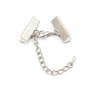 VIXDA 30 pcs/lot Ruban en Cuir Cordon extrémité Attache fermoirs avec chaînes Homard fermoirs connecteurs pour Bracelet Bijoux à bricoler soi-même