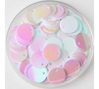 VIXDA 8mm 10mm 12mm 15mm 20mm 25mm 30mm 40mm Paillettes Rondes Plates en PVC Paillettes à Coudre Accessoires d'artisanat de Mariage avec 1 Trou latéral