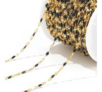 VIXDA Chaînes à maillons en Acier Inoxydable et émail doré de 2 mètres pour Femmes, Accessoires de Collier, Bracelets de Cheville, Fournitures de Fabrication de Bijoux DIY