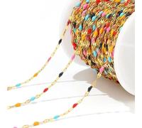 VIXDA Chaînes à maillons en Acier Inoxydable et émail doré de 2 mètres pour Femmes, Accessoires de Collier, Bracelets de Cheville, Fournitures de Fabrication de Bijoux DIY