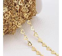 VIXDA Chaînes en Acier Inoxydable en Forme de cœur d'amour de 2 mètres et 1 mètre, Couleur Or, chaîne à maillons Creux pour Collier, Bracelet, Fabrication de Bijoux, Bricolage