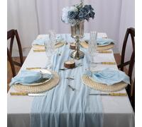 VIXDA Chemin de Table de Mariage en Gaze de Coton rétro, Serviettes de Table à Texture de bavure, chemins de Table de Cuisine de Noël, décoration de Table de Noël pour la Maison