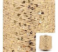 VIXDA Fil à Paillettes en Coton 500 g, 6 mm + 3 mm, Fil à Tricoter à la Main, Corde Souple à Paillettes de Luxe, matériel de Bricolage