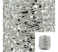 VIXDA Fil à Paillettes en Coton 500 g, 6 mm + 3 mm, Fil à Tricoter à la Main, Corde Souple à Paillettes de Luxe, matériel de Bricolage