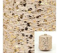 VIXDA Fil à Paillettes en Coton 500 g, 6 mm + 3 mm, Fil à Tricoter à la Main, Corde Souple à Paillettes de Luxe, matériel de Bricolage