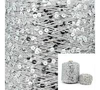 VIXDA Fil à Paillettes en Coton 500 g, 6 mm + 3 mm, Fil à Tricoter à la Main, Corde Souple à Paillettes de Luxe, matériel de Bricolage