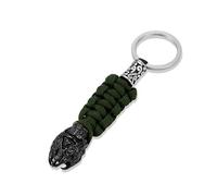 VIXDA Porte-clés rétro tressé à la Main en Corde tressée pour Homme, Anneau de Survie en Acier Inoxydable, Bijou d'extérieur