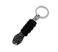 VIXDA Porte-clés rétro tressé à la Main en Corde tressée pour Homme, Anneau de Survie en Acier Inoxydable, Bijou d'extérieur