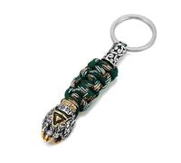 VIXDA Porte-clés rétro tressé à la Main en Corde tressée pour Homme, Anneau de Survie en Acier Inoxydable, Bijou d'extérieur