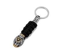 VIXDA Porte-clés rétro tressé à la Main en Corde tressée pour Homme, Anneau de Survie en Acier Inoxydable, Bijou d'extérieur