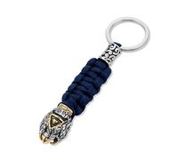 VIXDA Porte-clés rétro tressé à la Main en Corde tressée pour Homme, Anneau de Survie en Acier Inoxydable, Bijou d'extérieur