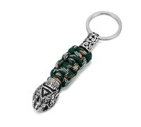 VIXDA Porte-clés rétro tressé à la Main en Corde tressée pour Homme, Anneau de Survie en Acier Inoxydable, Bijou d'extérieur