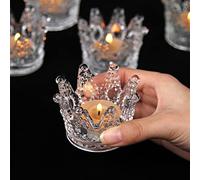 Vixdonos Crown Lot de 12 bougeoirs votifs en Verre pour Mariage, fête et décoration d'intérieur Transparent