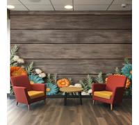 VIXENIUM Papier Peint Panoramique Bois, Papier Peint Rustique Fleuri Campagne Cuisine Chambre Salon, 400x280 cm, Décoration Murale Bois, Stickers