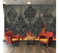 VIXENIUM Papier Peint Panoramique Jacquard, Papier Peint Gothique Vintage Damas Cuisine Chambre Salon, 315x215 cm, Décoration Murale Jacquard, Stickers