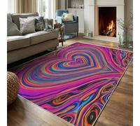 VIXENIUM Tapis Carré Cœur Chambre 200x200 cm Motif Abstrait Illusion D'optique, Tapis Cuisine Lavable Antidérapant Doux Poil Ras, Deco Chambre Moquette