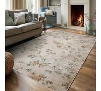 VIXENIUM Tapis Carré Vieilli Salon 150x150 cm Motif Vintage Branche Fleur, Tapis Lavable Antidérapant Doux Poil Court, Decoration Chambre Descente De Lit Carpet