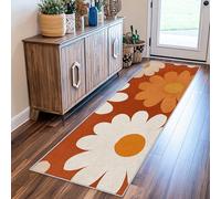 VIXENIUM Tapis Couloir Marguerite Antidérapant Long Lavable Machine, Tapis De Couloir Groovy Hippie Fleur Années Retro De Cuisine Passage Entree Intérieur Descente De Lit Chambre Poil Ras 60x250 cm