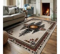 VIXENIUM Tapis Rustique Salon 140x200 cm Motif Ethnique Western Indien, Tapis Lavable Antidérapant Doux Poil Court, Decoration Chambre Descente De Lit Carpet