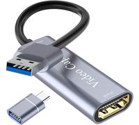VIXLW Capturateur vidéo HDMI vers USB 3.0, 4K/1080P HD, Compatible avec Windows/Mac OS/Linux, Adaptateur pour Streaming en Direct, Jeux et vidéoconférences, argenté