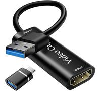 VIXLW Carte de Capture Vidéo, 4K HDMI vers USB 3.0 Capture Card - 1080p 60fps Enregistrement et Streaming pour Gaming, Streaming, Enseignement et Vidéoconférence (Noir)