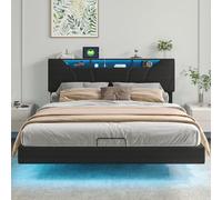 VixorLuilith Letto Imbottito 160 x 200 cm, struttura letto matrimoniale, Con illuminazione a LED, struttura letto sospesa Con rete a doghe, boîte contenitore, Senza testiera, Senza materasso (160 x