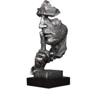 VIXPET Le Silence est Une Statue créative dorée, de Simples Ornements d'artisanat Moderne, Une Sculpture de décorations d'art pour Le Bureau, Le Salon, Le Bar, Le café (5x5x13,8 Pouces)-Silver