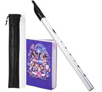 Vixx Noxx Tin Whistle Set Key of D irlandais traditionnel Penny Whistle Low D Whistle avec pochette à sifflet étui et feuille de musique pour débutants(Silver)