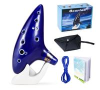 VixxNoxx Zelda Ocarina 12 trous Alt C, Ocarina of Time Replica, instruments de guérison sonore pour adultes débutants avec stand d'affichage tutoriel (bleu marine）