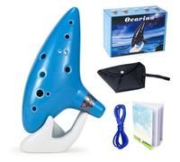 VixxNoxx Zelda Ocarina 12 trous Alt C, Ocarina of Time Replica, instruments de guérison sonore pour adultes débutants avec stand d'affichage tutoriel (bleu ciel)
