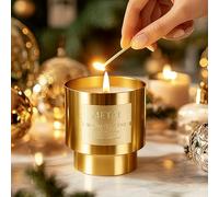 Viyffo Bougie à mèche en bois - Parfum Cuba Libre, bougie de soja dans un pot en métal doré, combustion durable, mèche en bois craquelée, non toxique pour décoration d'intérieur et cadeau