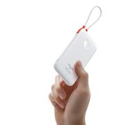 VIYISI Batterie Externe 10000 mAh Ultra Mince, QC 22,5W Power Bank Charge Rapide avec Câble USB C Intégré PD 20W Compatible avec iPhone 16 15 Samsung S24 S23 S22 - Blanc