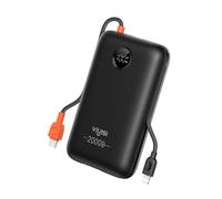 VIYISI Batterie Externe 30W Ultra Rapide Charge 20000 mAh,Power Bank USB C avec Câble Intégrés,Batterie Portable Compacte Compatible avec iPhone 15 14 13 12 11 Samsung S24 S23 S22 Fold 5(Noir)