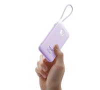 VIYISI Powerbank 10 000 mAh, batterie externe max. 22,5 W, batterie ultra compacte avec câble USB-C intégré et indicateur LED pour iPhone 16/15, iPad, Samsung Galaxy S24/S23, Huawei, Google, violet